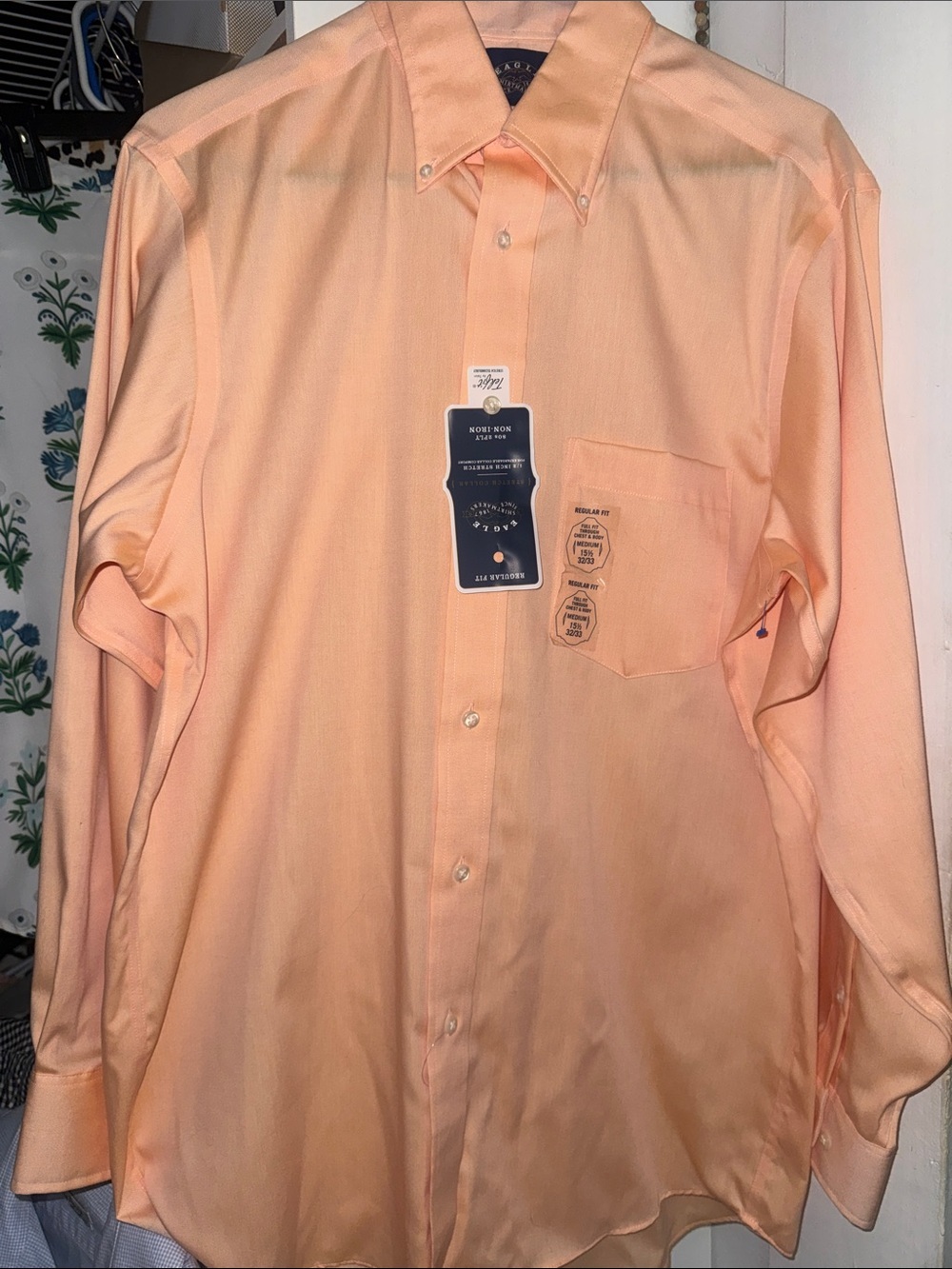 Men's Long-Sleeve Dress Shirt in Peach-Orange